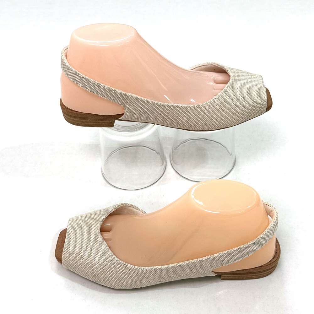 Toms Briella Slingback Slip On Dorsay Sandal Shoe Women US 8 EU 38.5 Tweed Beige